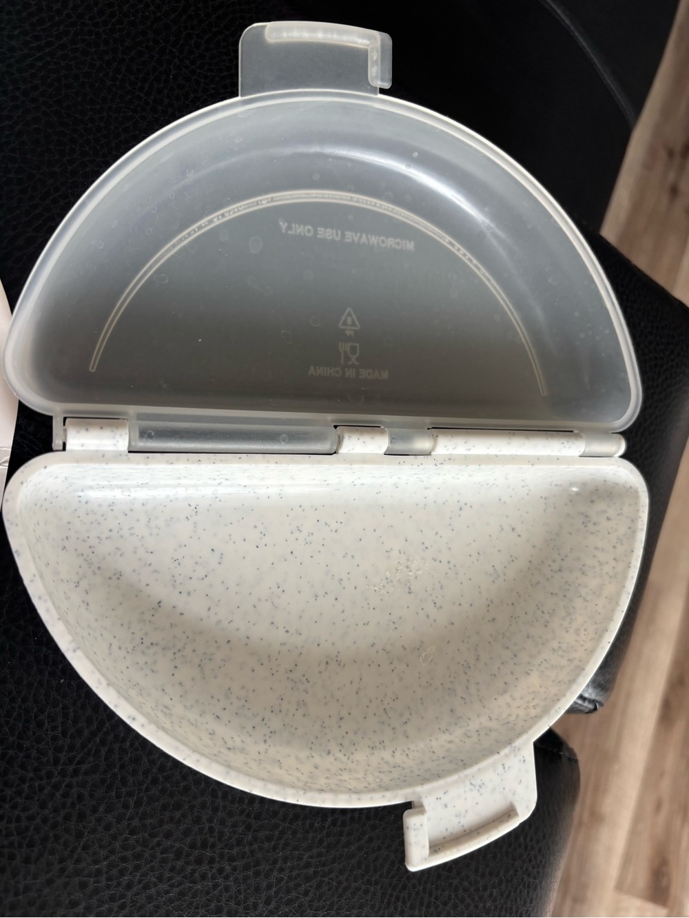 Microwave-Safe Speckled White Plastic Food Container